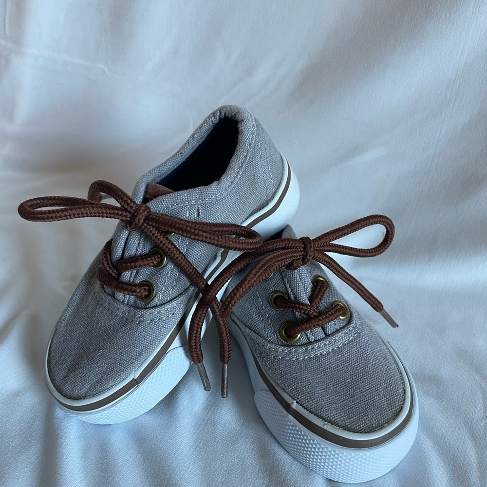 Gray and Brown Kids Sneakers